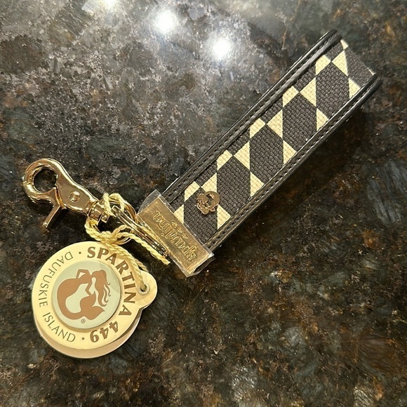 Spartina 449 Grab-N-Go "Rhett" Keychain Accessory Navy Blue and Cream NWT - Picture 1 of 3
